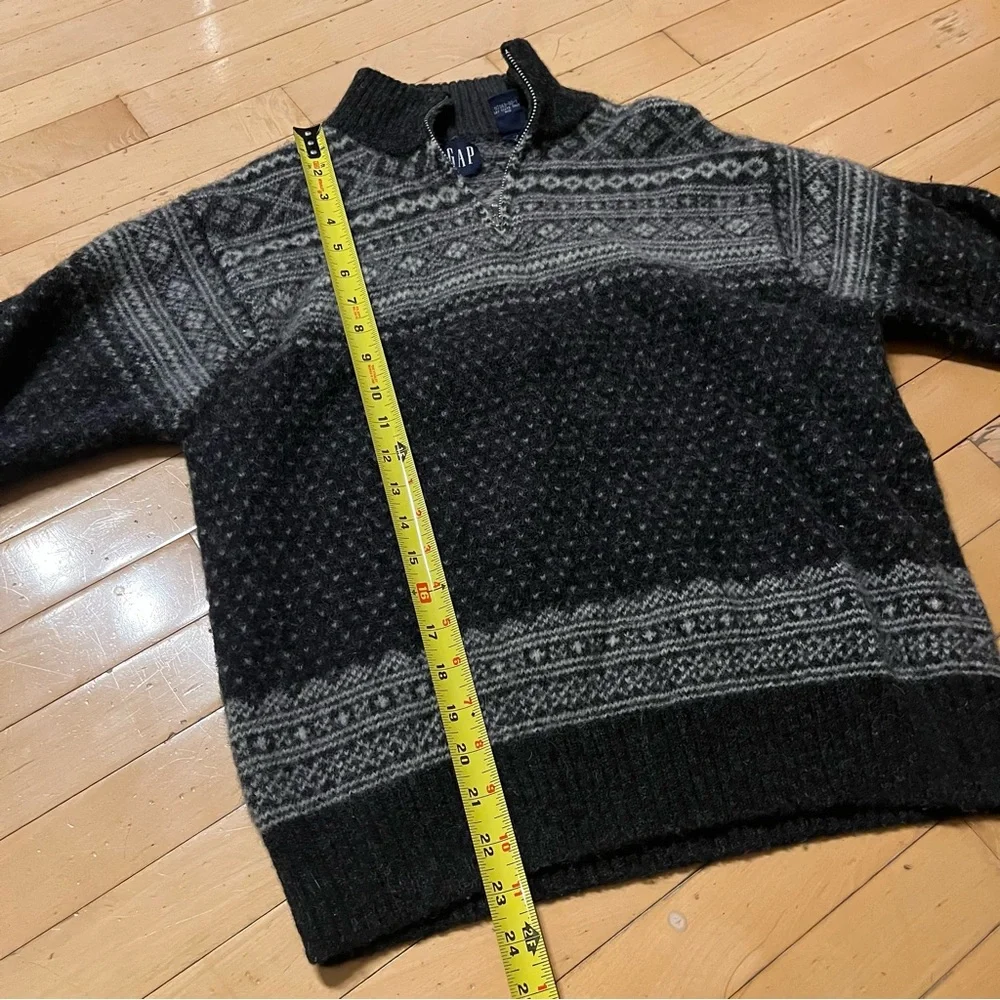 Vtg GAP Womens Mens Fair Isle Shetland Wool Sweater Size L Gray Norwegian - Picture 5 of 6